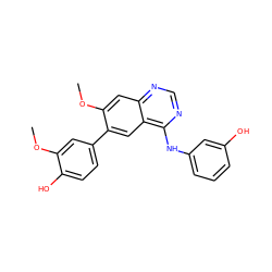 COc1cc(-c2cc3c(Nc4cccc(O)c4)ncnc3cc2OC)ccc1O ZINC000143044958