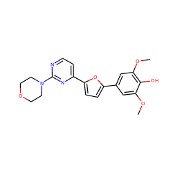 COc1cc(-c2ccc(-c3ccnc(N4CCOCC4)n3)o2)cc(OC)c1O ZINC000045253157