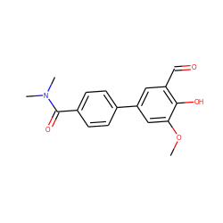 COc1cc(-c2ccc(C(=O)N(C)C)cc2)cc(C=O)c1O ZINC000169699643