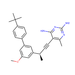 COc1cc(-c2ccc(C(C)(C)C)cc2)cc([C@H](C)C#Cc2c(C)nc(N)nc2N)c1 ZINC000045290669