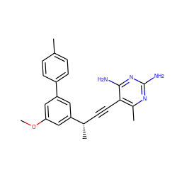 COc1cc(-c2ccc(C)cc2)cc([C@@H](C)C#Cc2c(C)nc(N)nc2N)c1 ZINC000045299615