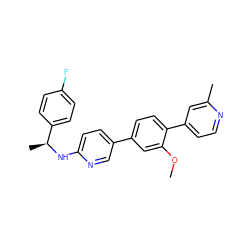 COc1cc(-c2ccc(N[C@@H](C)c3ccc(F)cc3)nc2)ccc1-c1ccnc(C)c1 ZINC000072177159