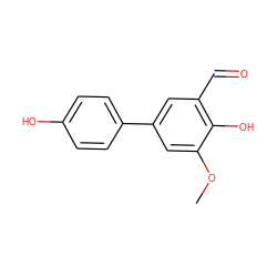 COc1cc(-c2ccc(O)cc2)cc(C=O)c1O ZINC000169699569