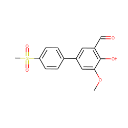 COc1cc(-c2ccc(S(C)(=O)=O)cc2)cc(C=O)c1O ZINC000169699645