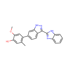 COc1cc(-c2ccc3c(-c4nc5ccccc5[nH]4)n[nH]c3c2)c(C)cc1O ZINC001772587176