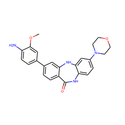 COc1cc(-c2ccc3c(c2)Nc2cc(N4CCOCC4)ccc2NC3=O)ccc1N ZINC000028710750