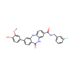 COc1cc(-c2ccc3c(c2)Nc2ccc(C(=O)NCc4cccc(F)c4)cc2NC3=O)ccc1O ZINC000063298093