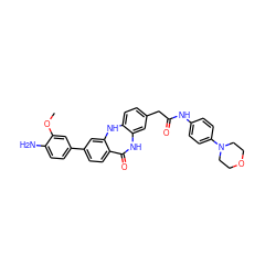 COc1cc(-c2ccc3c(c2)Nc2ccc(CC(=O)Nc4ccc(N5CCOCC5)cc4)cc2NC3=O)ccc1N ZINC000028710754