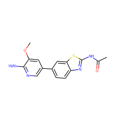 COc1cc(-c2ccc3nc(NC(C)=O)sc3c2)cnc1N ZINC000096283485