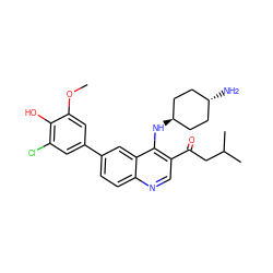 COc1cc(-c2ccc3ncc(C(=O)CC(C)C)c(N[C@H]4CC[C@H](N)CC4)c3c2)cc(Cl)c1O ZINC000473201198