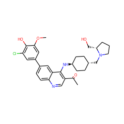 COc1cc(-c2ccc3ncc(C(C)=O)c(N[C@H]4CC[C@H](CN5CCC[C@H]5CO)CC4)c3c2)cc(Cl)c1O ZINC000473179744