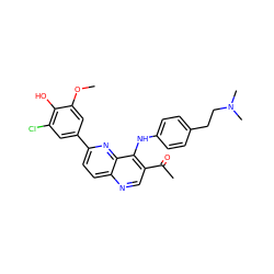 COc1cc(-c2ccc3ncc(C(C)=O)c(Nc4ccc(CCN(C)C)cc4)c3n2)cc(Cl)c1O ZINC000473213531