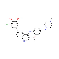 COc1cc(-c2ccc3ncc(C(C)=O)c(Nc4ccc(CN5CCN(C)CC5)cc4)c3c2)cc(Cl)c1O ZINC000114034918