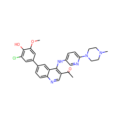 COc1cc(-c2ccc3ncc(C(C)=O)c(Nc4ccc(N5CCN(C)CC5)nc4)c3c2)cc(Cl)c1O ZINC000203802432