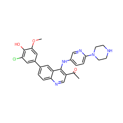 COc1cc(-c2ccc3ncc(C(C)=O)c(Nc4ccc(N5CCNCC5)nc4)c3c2)cc(Cl)c1O ZINC000219350803