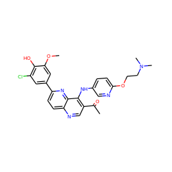 COc1cc(-c2ccc3ncc(C(C)=O)c(Nc4ccc(OCCN(C)C)nc4)c3n2)cc(Cl)c1O ZINC000473213492