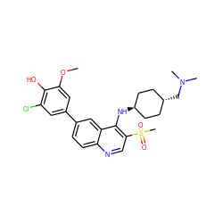 COc1cc(-c2ccc3ncc(S(C)(=O)=O)c(N[C@H]4CC[C@H](CN(C)C)CC4)c3c2)cc(Cl)c1O ZINC000473210102