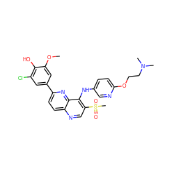 COc1cc(-c2ccc3ncc(S(C)(=O)=O)c(Nc4ccc(OCCN(C)C)nc4)c3n2)cc(Cl)c1O ZINC000473213152