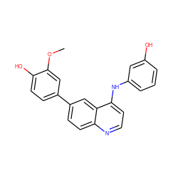 COc1cc(-c2ccc3nccc(Nc4cccc(O)c4)c3c2)ccc1O ZINC000143173006