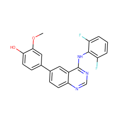 COc1cc(-c2ccc3ncnc(Nc4c(F)cccc4F)c3c2)ccc1O ZINC000143114614