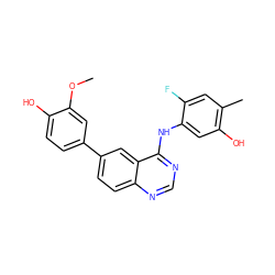 COc1cc(-c2ccc3ncnc(Nc4cc(O)c(C)cc4F)c3c2)ccc1O ZINC000143223220