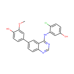 COc1cc(-c2ccc3ncnc(Nc4cc(O)ccc4Cl)c3c2)ccc1O ZINC000143238439