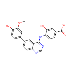 COc1cc(-c2ccc3ncnc(Nc4ccc(C(=O)O)cc4O)c3c2)ccc1O ZINC000143152248