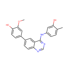 COc1cc(-c2ccc3ncnc(Nc4ccc(C)c(O)c4)c3c2)ccc1O ZINC000143123433
