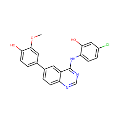 COc1cc(-c2ccc3ncnc(Nc4ccc(Cl)cc4O)c3c2)ccc1O ZINC000143190272