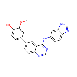 COc1cc(-c2ccc3ncnc(Nc4ccc5nc[nH]c5c4)c3c2)ccc1O ZINC000143115469