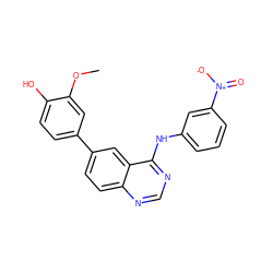 COc1cc(-c2ccc3ncnc(Nc4cccc([N+](=O)[O-])c4)c3c2)ccc1O ZINC000143284173