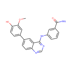 COc1cc(-c2ccc3ncnc(Nc4cccc(C(N)=O)c4)c3c2)ccc1O ZINC000143113929