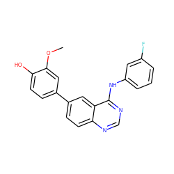 COc1cc(-c2ccc3ncnc(Nc4cccc(F)c4)c3c2)ccc1O ZINC000143284805