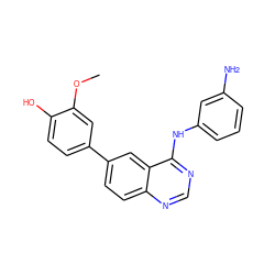 COc1cc(-c2ccc3ncnc(Nc4cccc(N)c4)c3c2)ccc1O ZINC000143210913