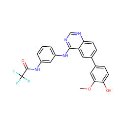 COc1cc(-c2ccc3ncnc(Nc4cccc(NC(=O)C(F)(F)F)c4)c3c2)ccc1O ZINC000143268000