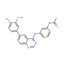 COc1cc(-c2ccc3ncnc(Nc4cccc(NC(C)=O)c4)c3c2)ccc1O ZINC000143157901