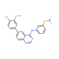 COc1cc(-c2ccc3ncnc(Nc4cccc(OC(F)F)c4)c3c2)ccc1O ZINC000143213397