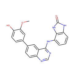 COc1cc(-c2ccc3ncnc(Nc4cccc5[nH]c(=O)[nH]c45)c3c2)ccc1O ZINC000143016169