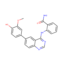 COc1cc(-c2ccc3ncnc(Nc4ccccc4C(N)=O)c3c2)ccc1O ZINC000142986549