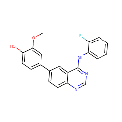 COc1cc(-c2ccc3ncnc(Nc4ccccc4F)c3c2)ccc1O ZINC000143064246