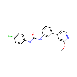 COc1cc(-c2cccc(NC(=O)Nc3ccc(Cl)cc3)c2)ccn1 ZINC001772573811