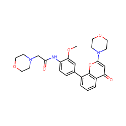 COc1cc(-c2cccc3c(=O)cc(N4CCOCC4)oc23)ccc1NC(=O)CN1CCOCC1 ZINC000101394064