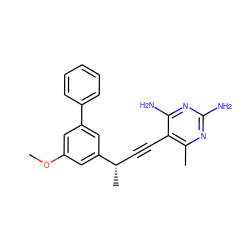 COc1cc(-c2ccccc2)cc([C@@H](C)C#Cc2c(C)nc(N)nc2N)c1 ZINC000040392373