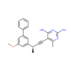 COc1cc(-c2ccccc2)cc([C@H](C)C#Cc2c(C)nc(N)nc2N)c1 ZINC000040865870