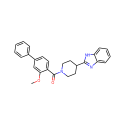 COc1cc(-c2ccccc2)ccc1C(=O)N1CCC(c2nc3ccccc3[nH]2)CC1 ZINC000040914071