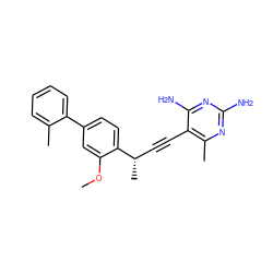 COc1cc(-c2ccccc2C)ccc1[C@@H](C)C#Cc1c(C)nc(N)nc1N ZINC000140214170