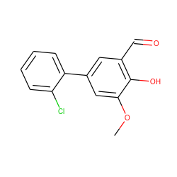 COc1cc(-c2ccccc2Cl)cc(C=O)c1O ZINC000031995651