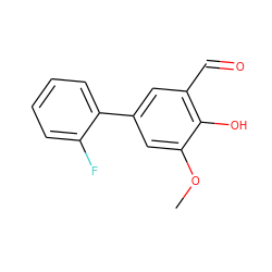 COc1cc(-c2ccccc2F)cc(C=O)c1O ZINC000031995619