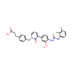 COc1cc(-c2cccn(Cc3ccc(CCC(=O)O)cc3)c2=O)ccc1NC(=O)Nc1cccc(C)c1C ZINC000014963286