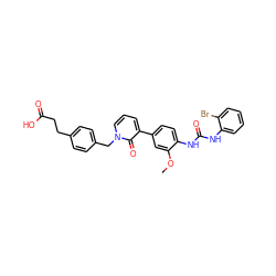 COc1cc(-c2cccn(Cc3ccc(CCC(=O)O)cc3)c2=O)ccc1NC(=O)Nc1ccccc1Br ZINC000014963278